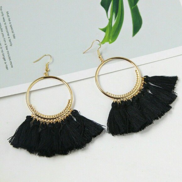 Bohemian Earrings Jewelry - Bohemian Tassel Fashion Earrings Black